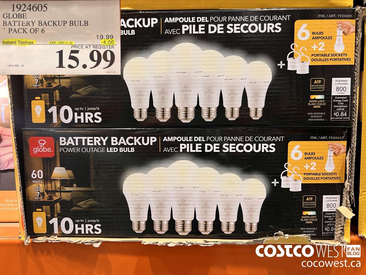 1924605 GLOBE BATTERY BACKUP BULB PACK OF 6 ($4.00 INSTANT SAVINGS EXPIRES ON 2025-11-16) $15.99