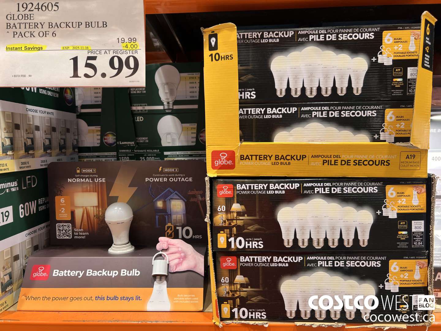 1924605 GLOBE BATTERY BACKUP BULB PACK OF 6 ($4.00 INSTANT SAVINGS EXPIRES ON 2025-11-16) $15.99