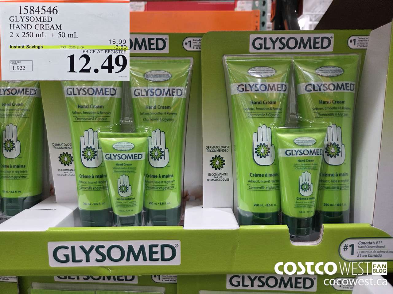 1584546 GLYSOMED HAND CREAM 2 x 250 mL + 50 mL  ($3.50 INSTANT SAVINGS EXPIRES ON 2025-11-09) $12.49