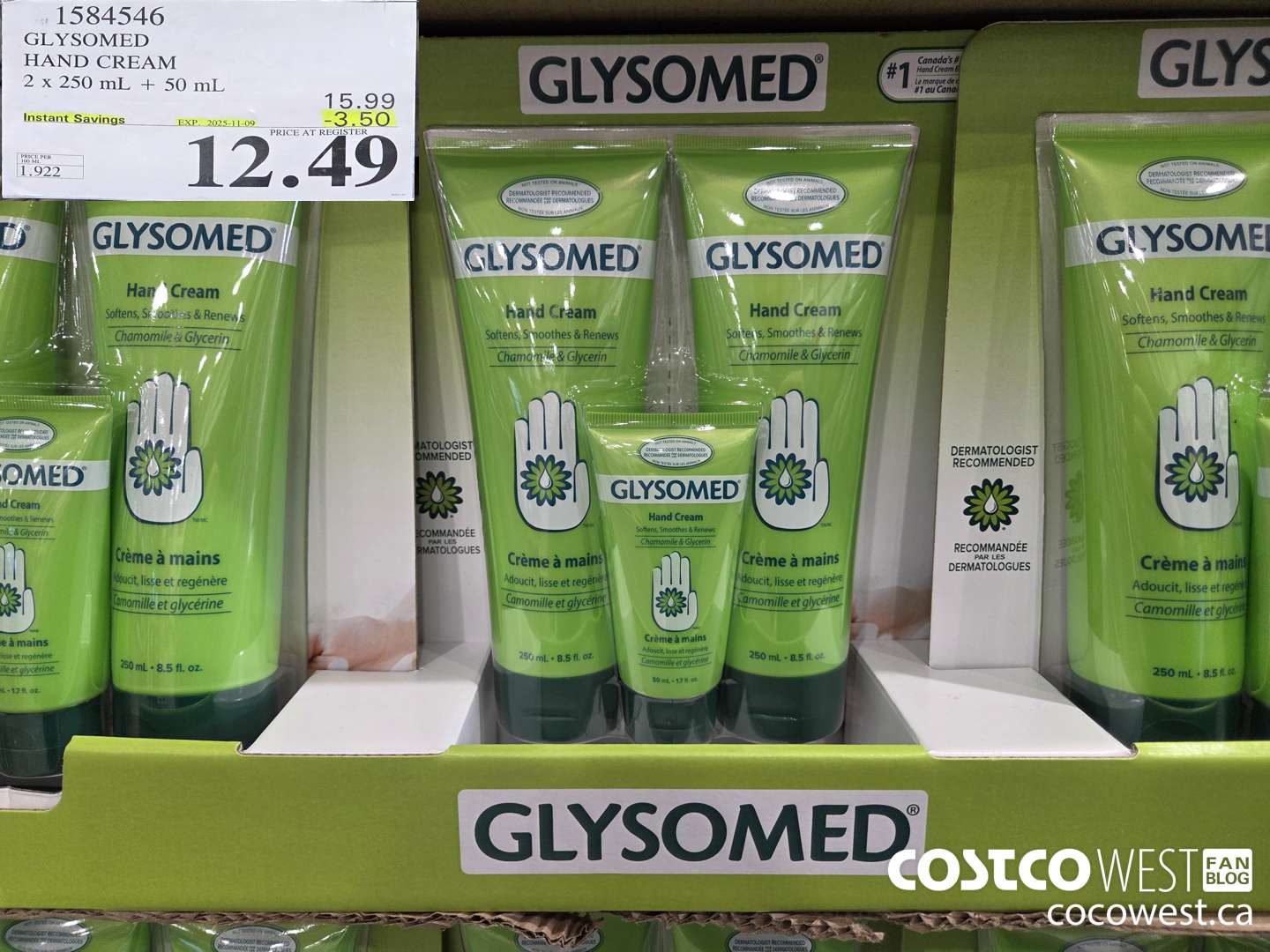 1584546 GLYSOMED HAND CREAM 2 x 250 mL + 50 mL  ($3.50 INSTANT SAVINGS EXPIRES ON 2025-11-09) $12.49
