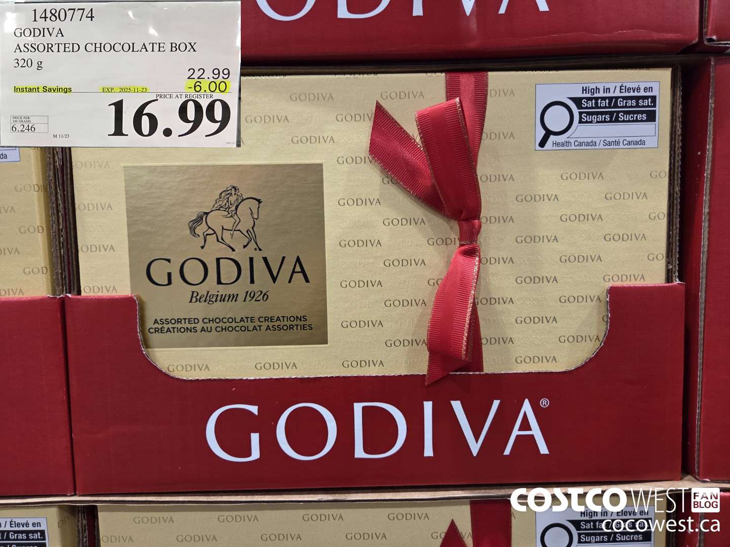 1480774 GODIVA ASSORTED CHOCOLATES 272 G ($6.00 INSTANT SAVINGS EXPIRES ON 2025-11-23) $16.99