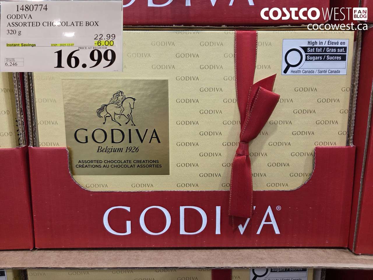 1480774 GODIVA ASSORTED CHOCOLATES 272 G ($6.00 INSTANT SAVINGS EXPIRES ON 2025-12-07) $16.99