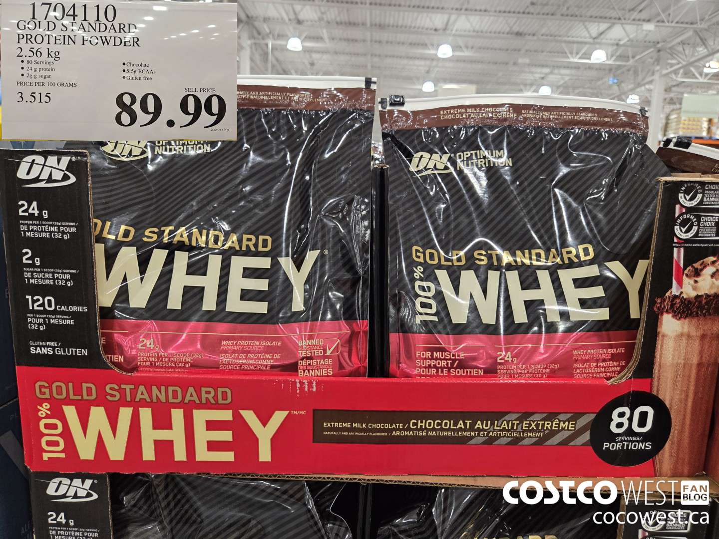 1704110 GOLD STANDARD PROTEIN POWDER 2.56 kg $89.99