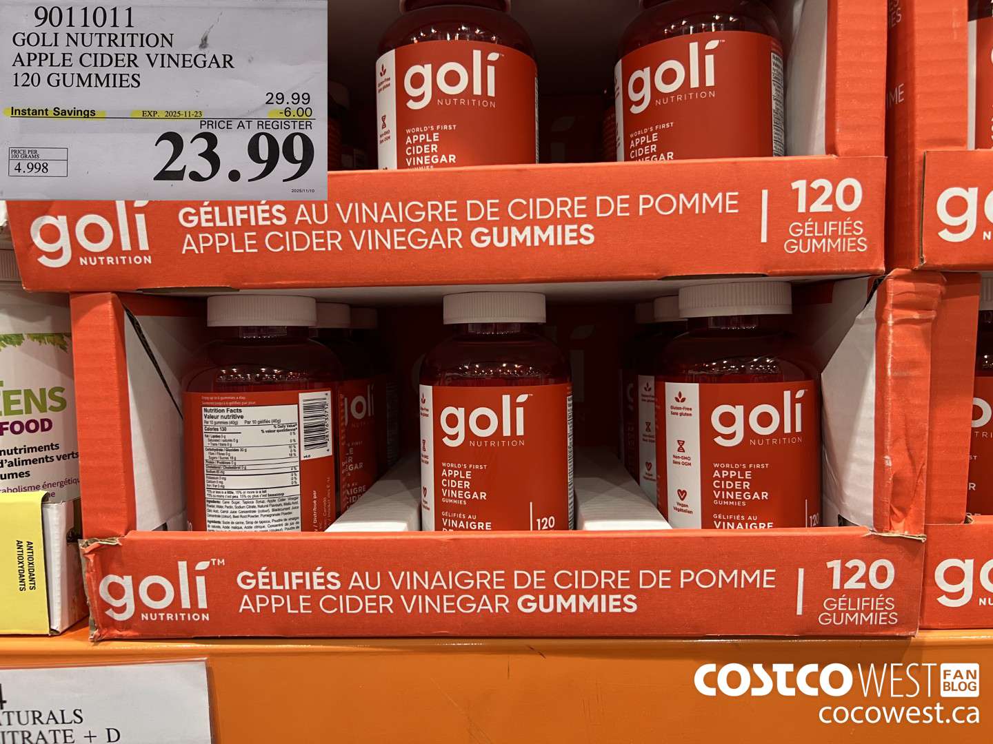 9011011 GOLI APPLE CIDER VINEGAR 120 VEGAN GUMMIES ($6.00 INSTANT SAVINGS EXPIRES ON 2025-11-23) $23.99