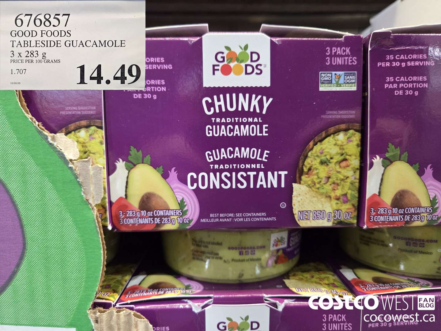 676857 GOOD FOODS TABLESIDE GUACAMOLE 3 x 283 g $14.49