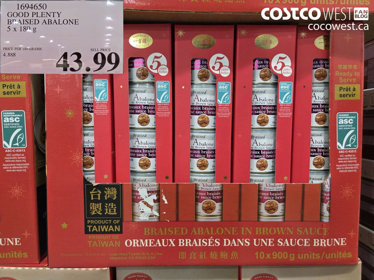 1694650 GOOD PLENTY BRAISED ABALONE 5 X 180G $43.99