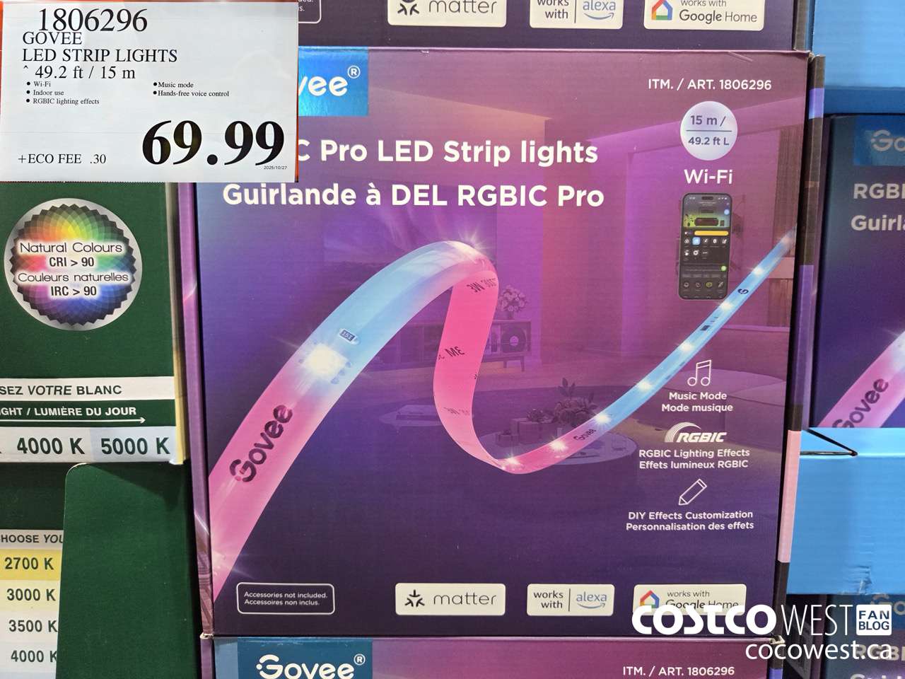 1806296 GOVEE LED STRIP LIGHTS 49.2FT/15M $69.99
