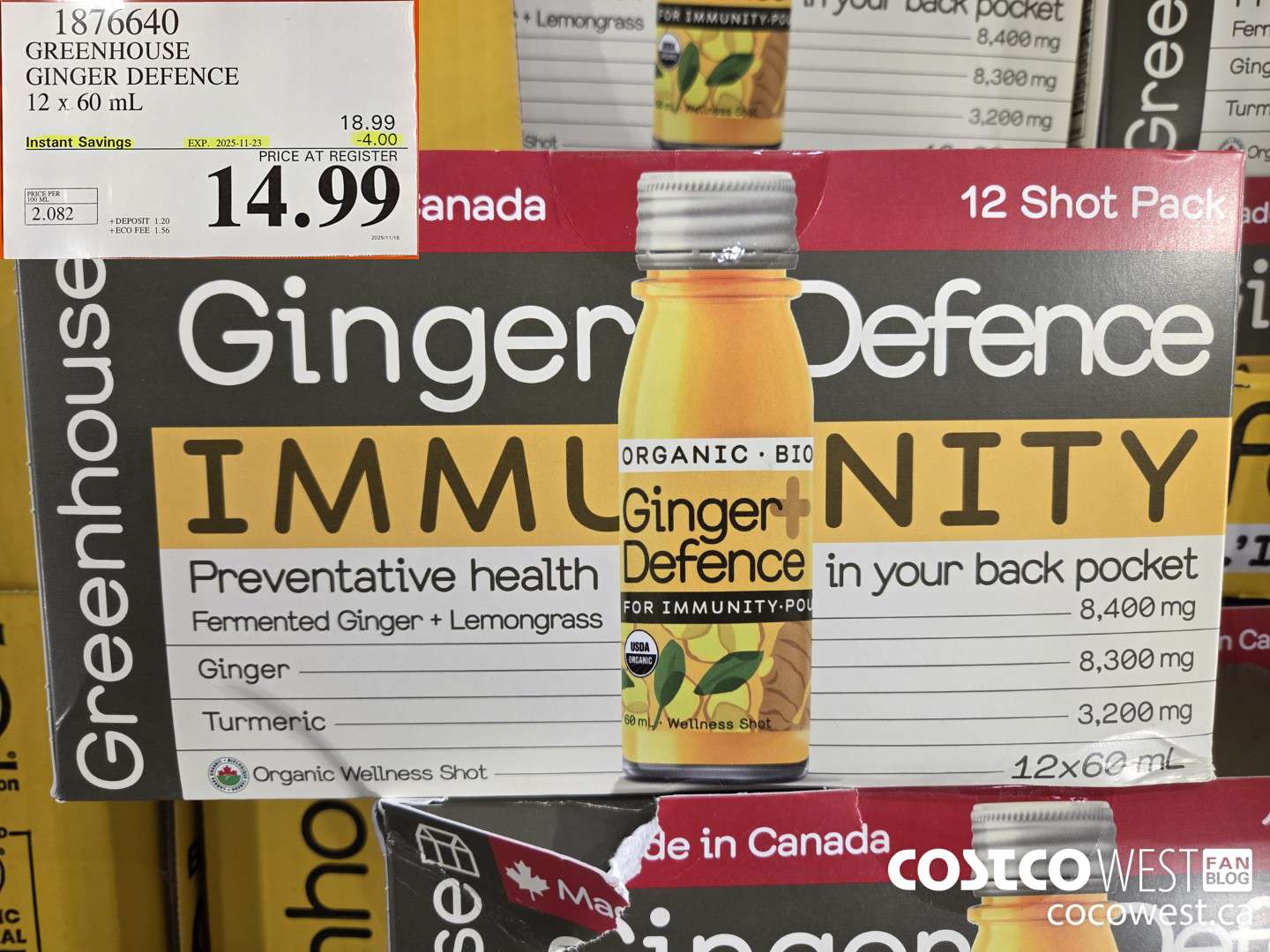 1876640 GREENHOUSE GINGER DEFENCE 12 X 60ML ($4.00 INSTANT SAVINGS EXPIRES ON 2025-11-23) $14.99