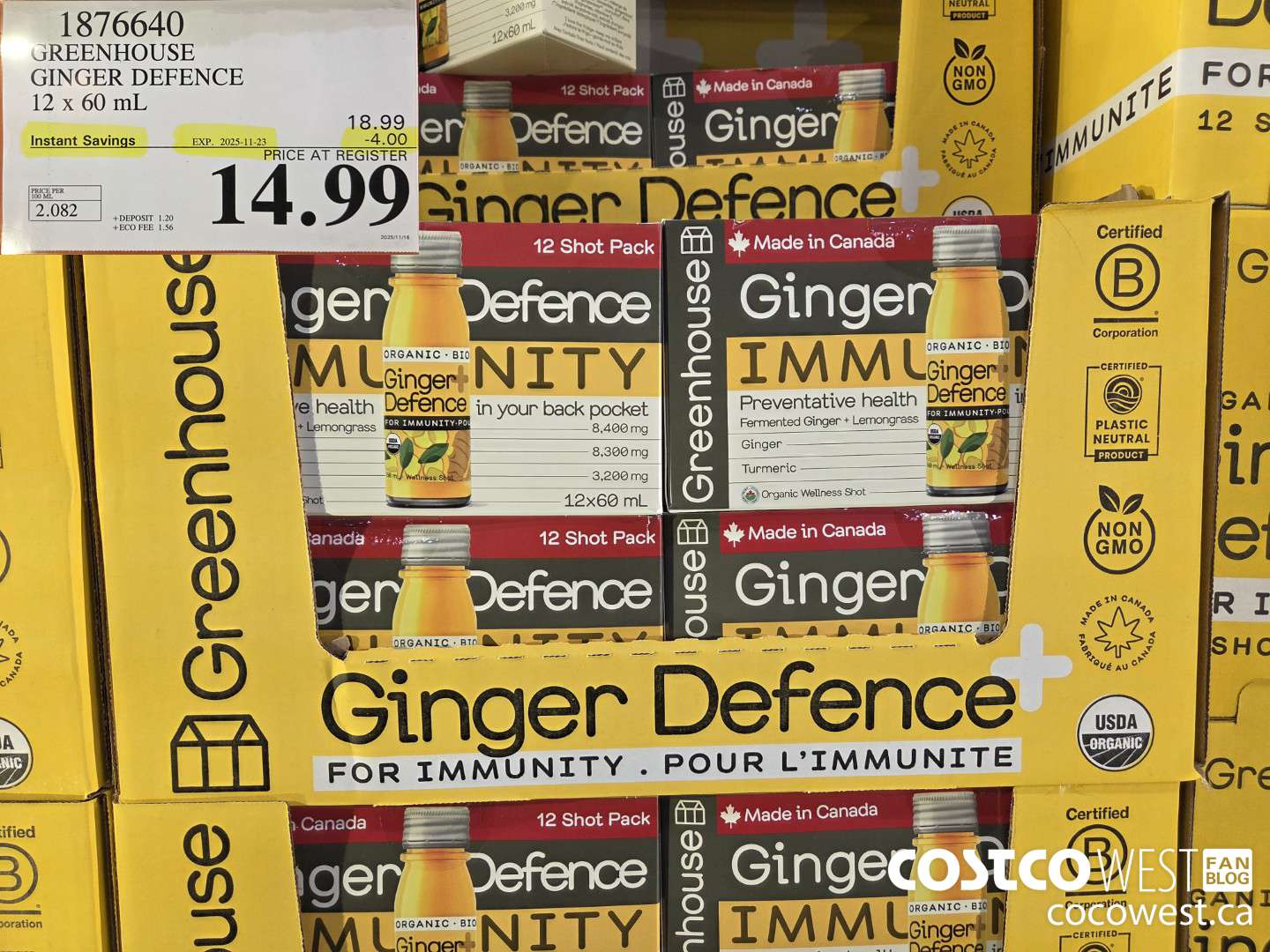 1876640 GREENHOUSE GINGER DEFENCE 12 X 60ML ($4.00 INSTANT SAVINGS EXPIRES ON 2025-11-23) $14.99