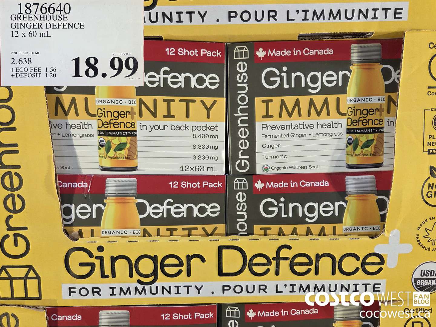 1876640 GREENHOUSE GINGER DEFENCE 12 X 60ML $18.99