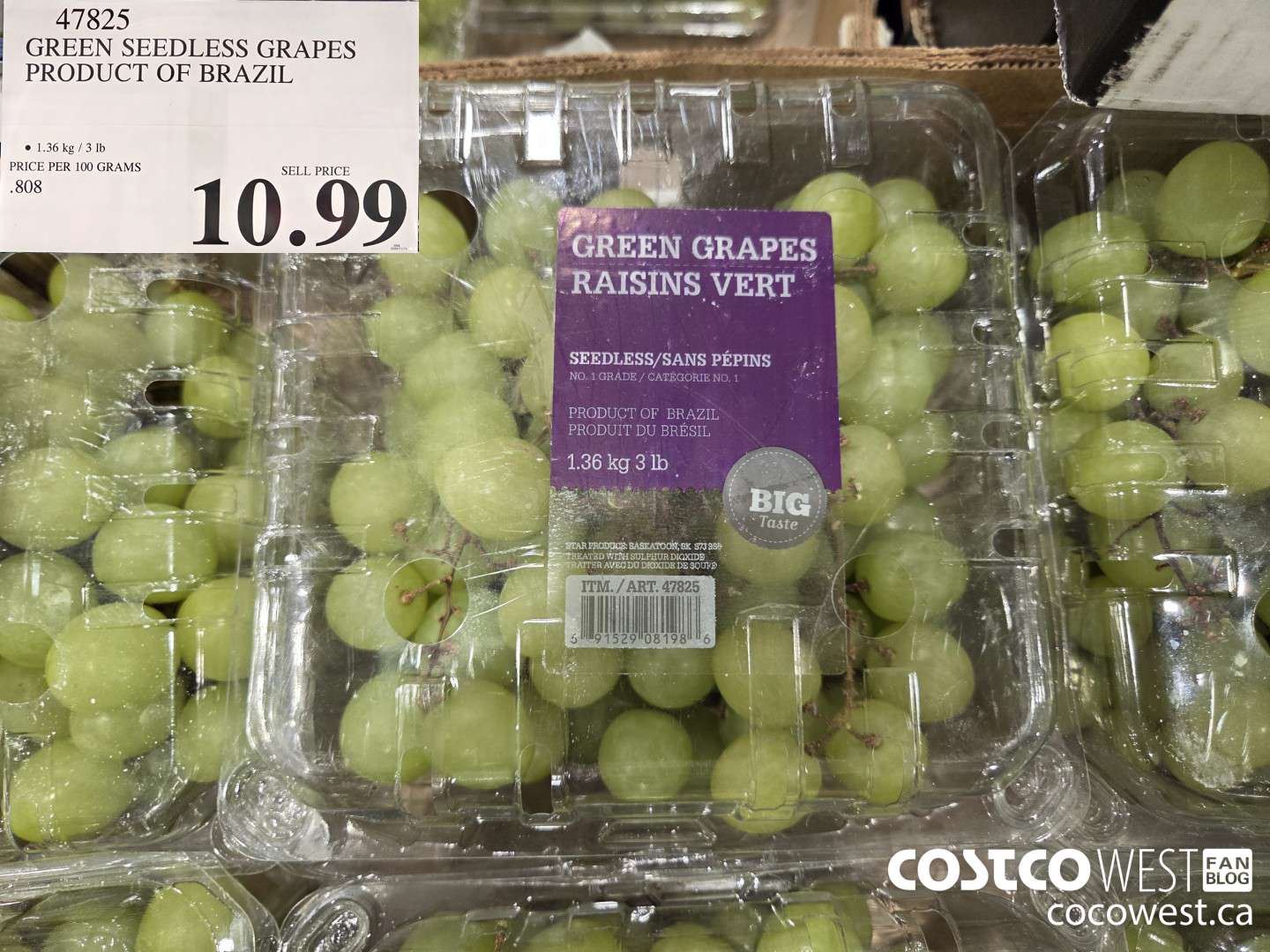 47825 GREEN SEEDLESS GRAPES PRODUCT OF BRAZIL $10.99