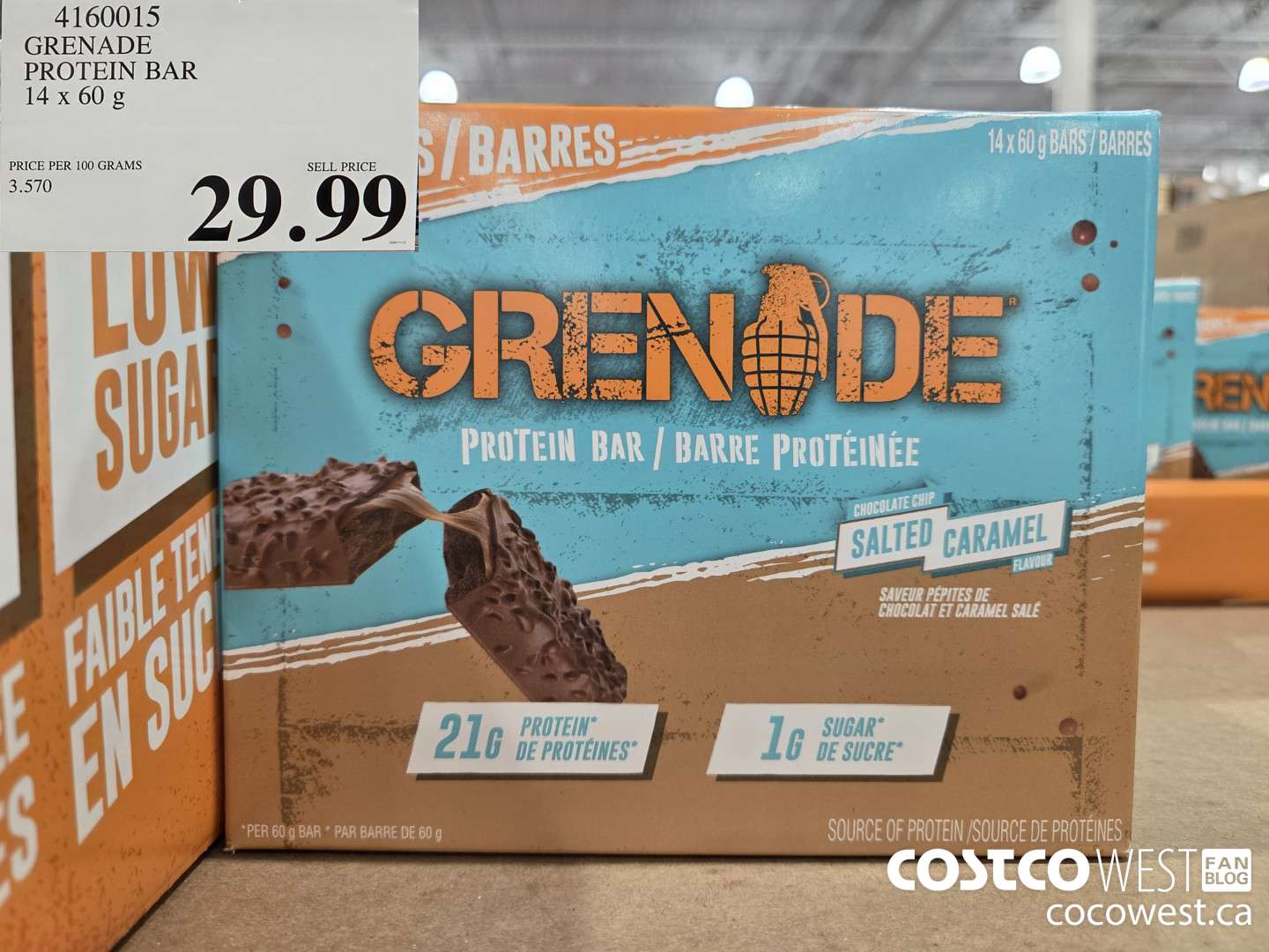 4160015 GRENADE PROTEIN BAR SALTED CARAMEL 14 X 60 G $29.99