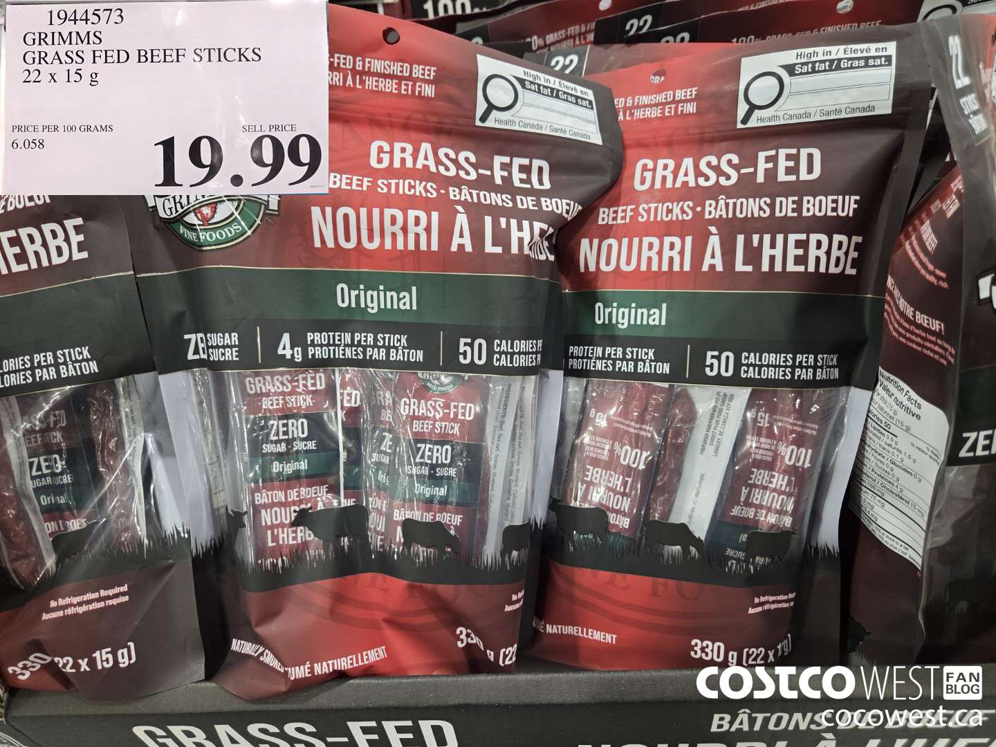 1944573 GRIMMS GRASS FED BEEF STICKS 22 X 15G $19.99