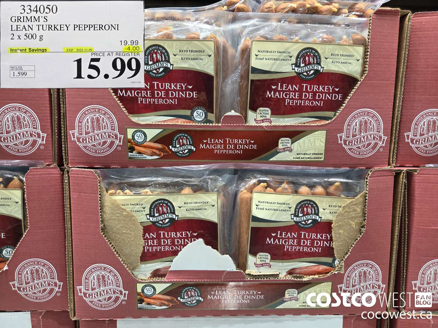 334050 GRIMM'S YOURS NATURALLY TURKEY PEPPERONI 1 kg ($4.00 INSTANT SAVINGS EXPIRES ON 2025-11-09) $15.99