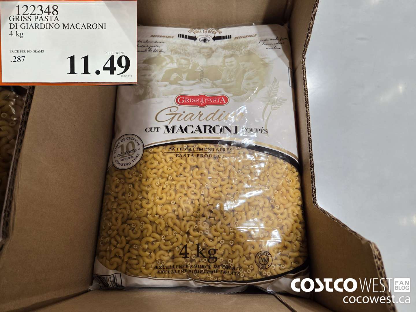 122348 GRISS PASTA DI GIARDINO MACARONI 4 kg $11.49