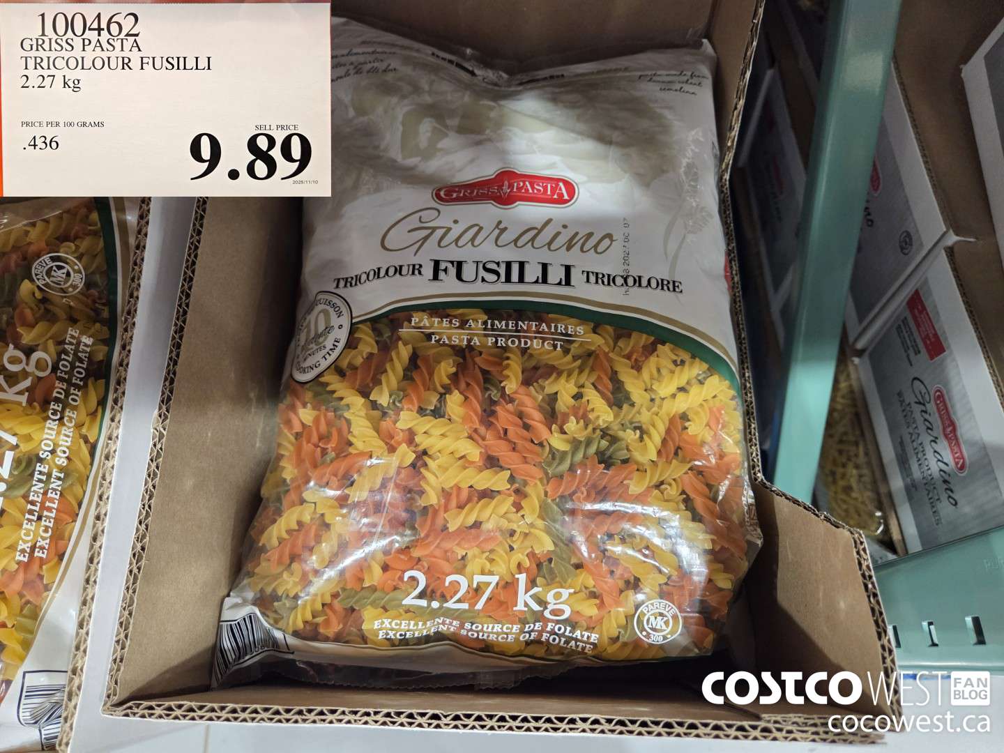 100462 GRISS PASTA TRICOLOUR FUSILLI 2.27 kg $9.89