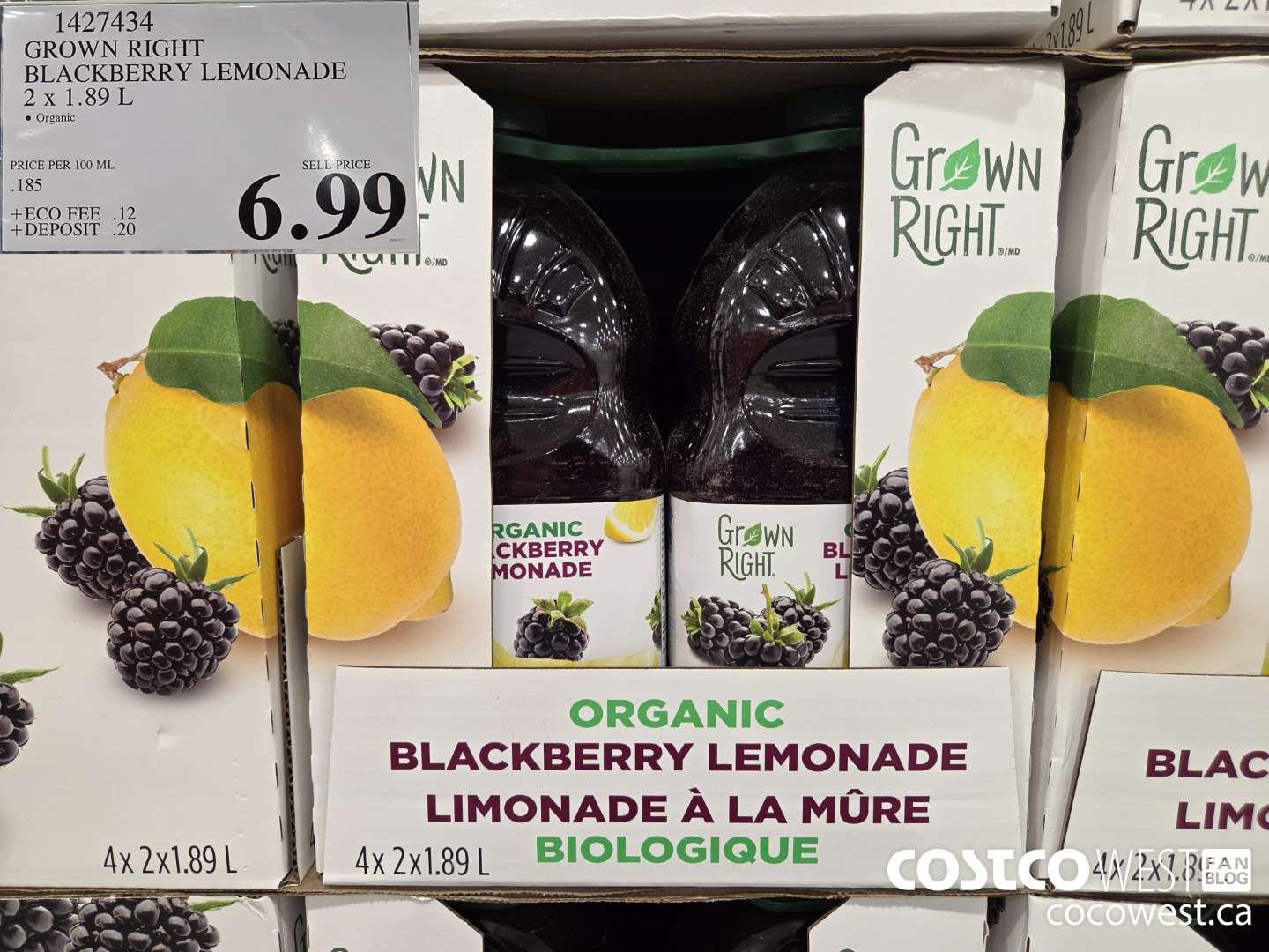1427434 GROWN RIGHT BLACKBERRY LEMONADE 2 x 1.89 L $6.99