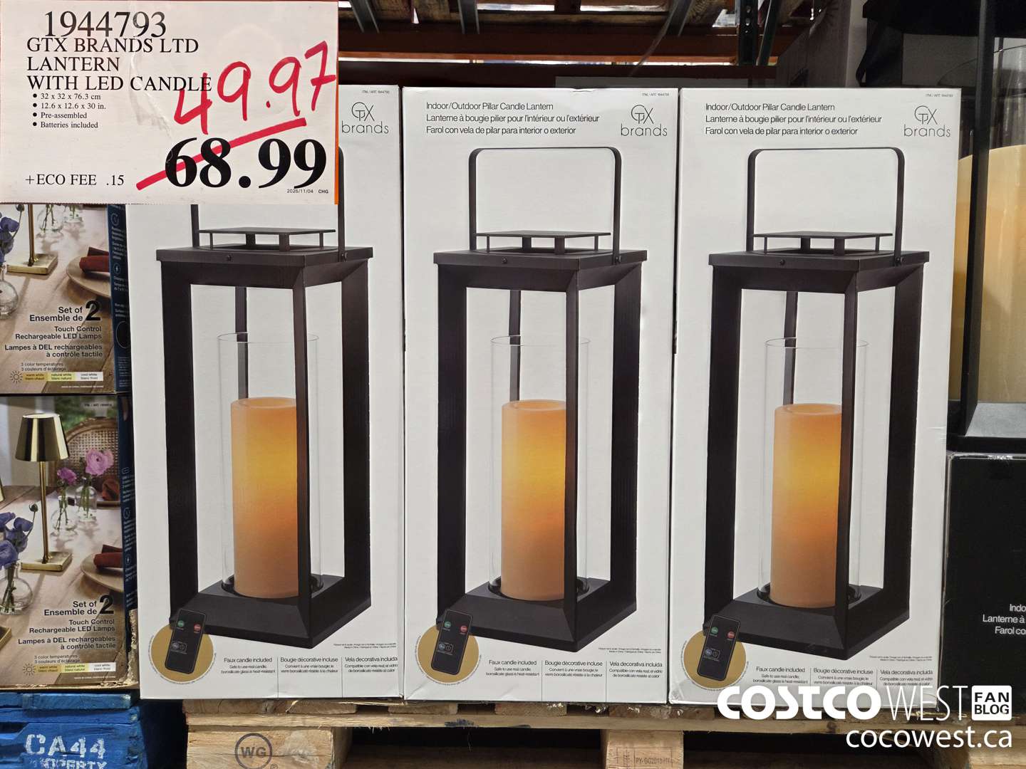 1944793 GTX BRANDS LTD LANTERN WITH LED CANDLE $49.97