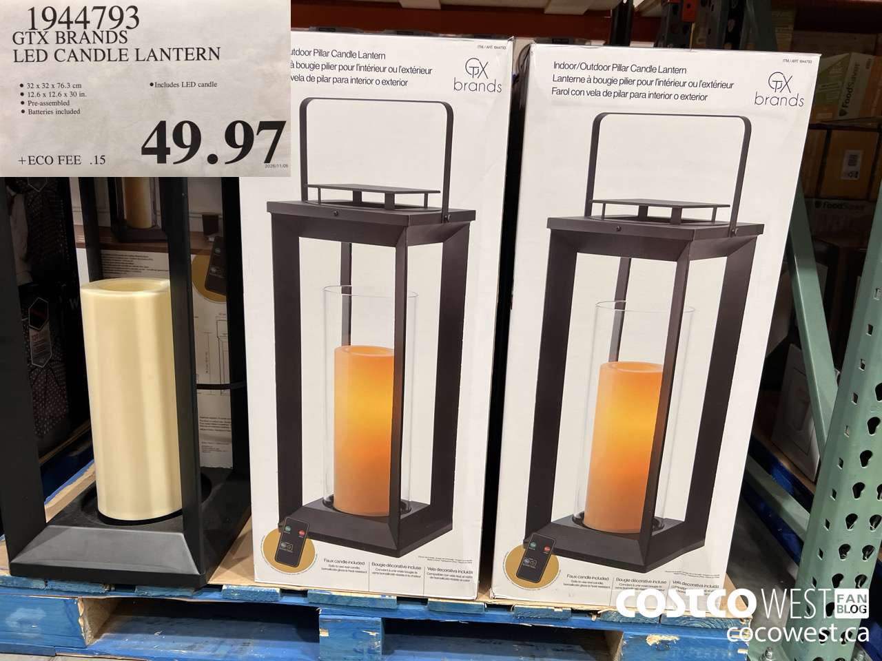 1944793 GTX BRANDS LTD LANTERN WITH LED CANDLE $49.97
