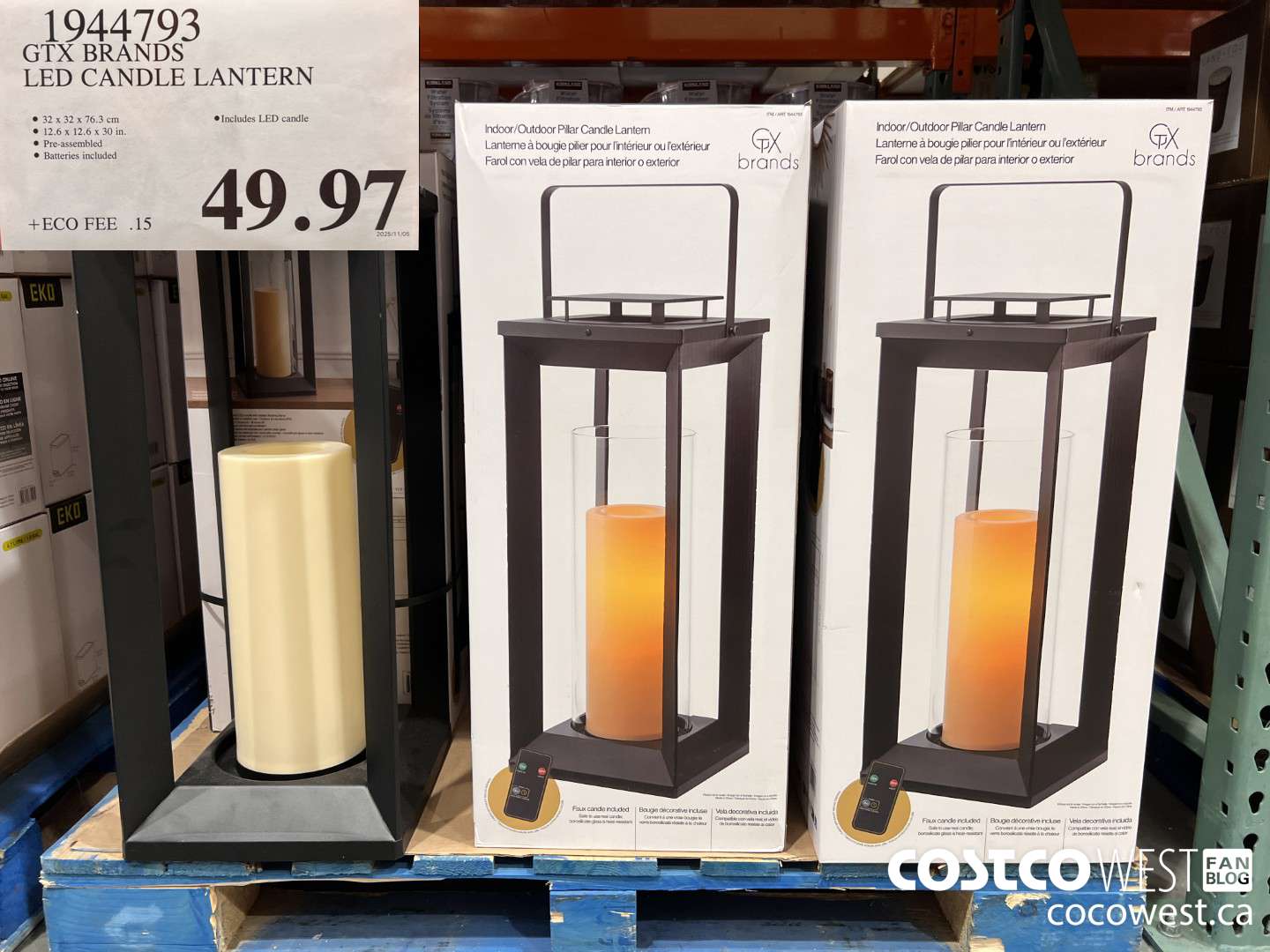 1944793 GTX BRANDS LTD LANTERN WITH LED CANDLE $49.97