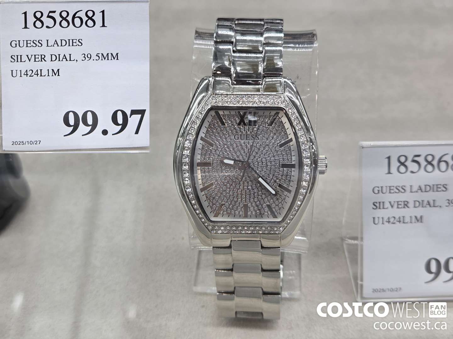 1858681 GUESS LADIES SILVER DIAL, 39.5MM U1424L1M $99.97