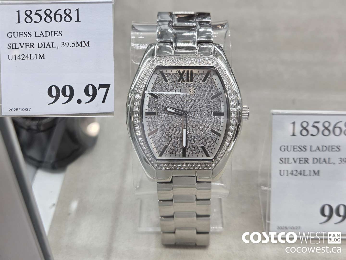 1858681 GUESS LADIES SILVER DIAL, 39.5MM U1424L1M $99.97