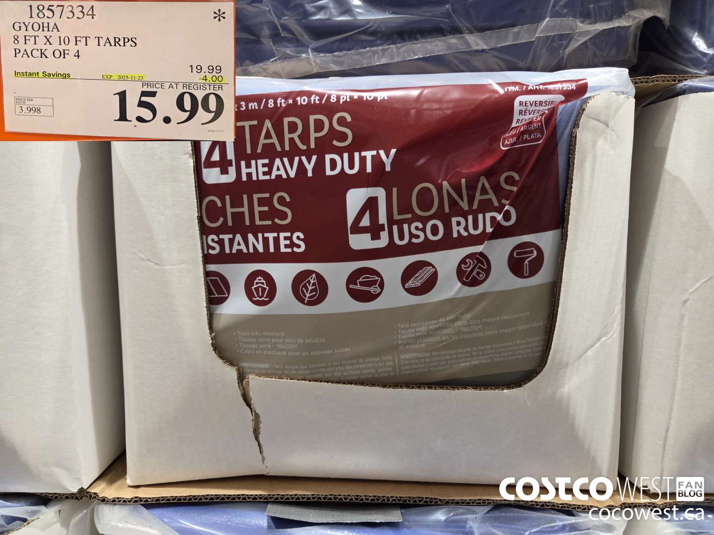 1857334 GYOHA 8 FT X 10 FT TARPS PACK OF 4 ($4.00 INSTANT SAVINGS EXPIRES ON 2025-11-23) $15.99