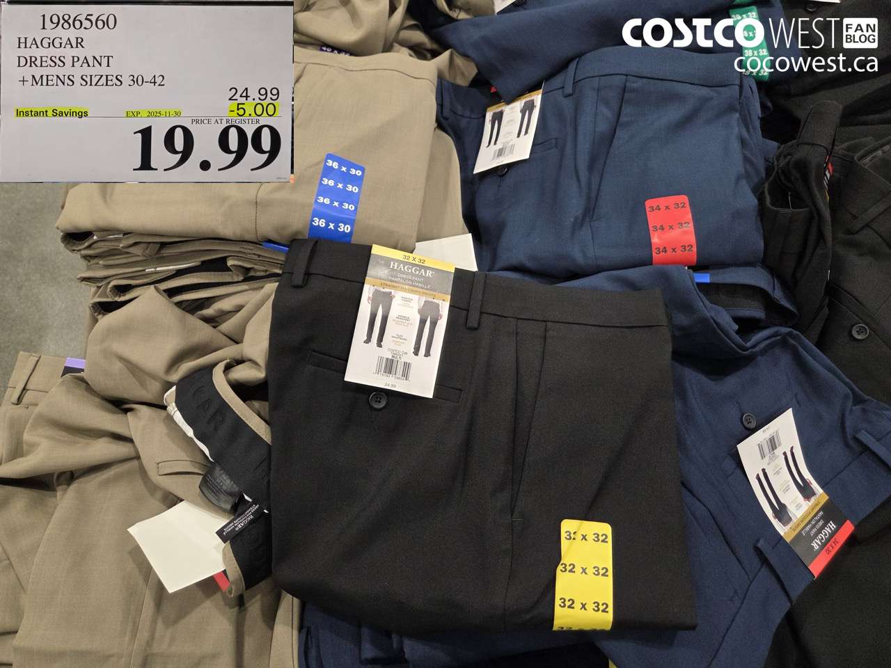 1986560 HAGGAR DRESS PANT MENS SIZES 30-42 ($5.00 INSTANT SAVINGS EXPIRES ON 2025-11-30) $19.99