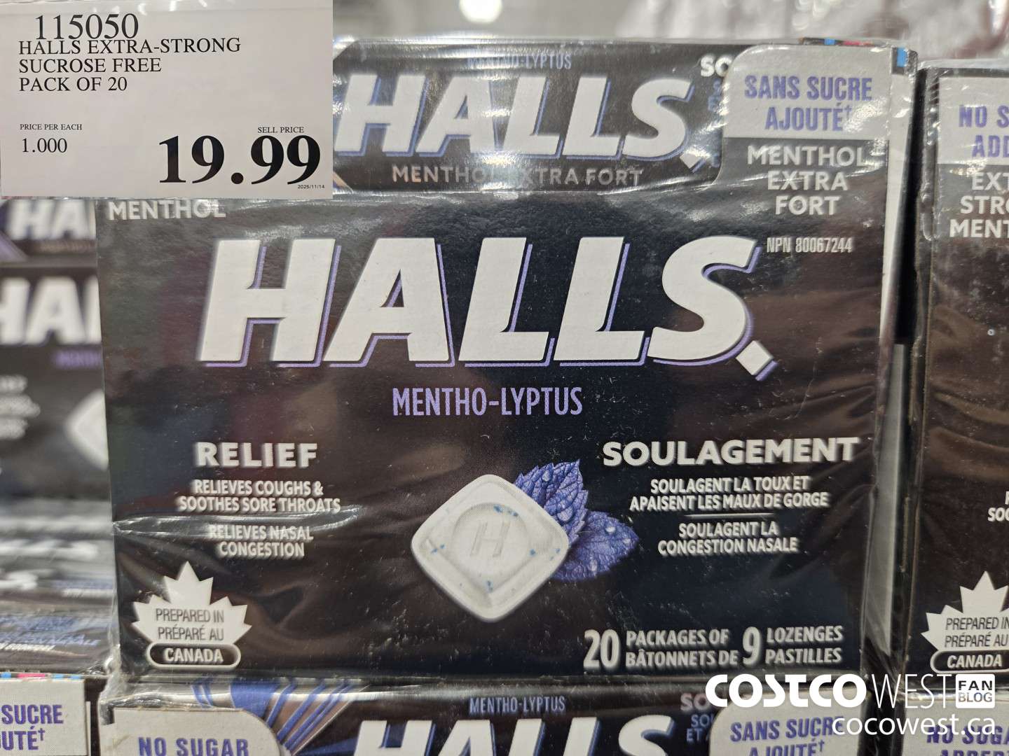 115050 HALLS EXTRA-STRONG SUCROSE FREE PACK OF 20 $19.99