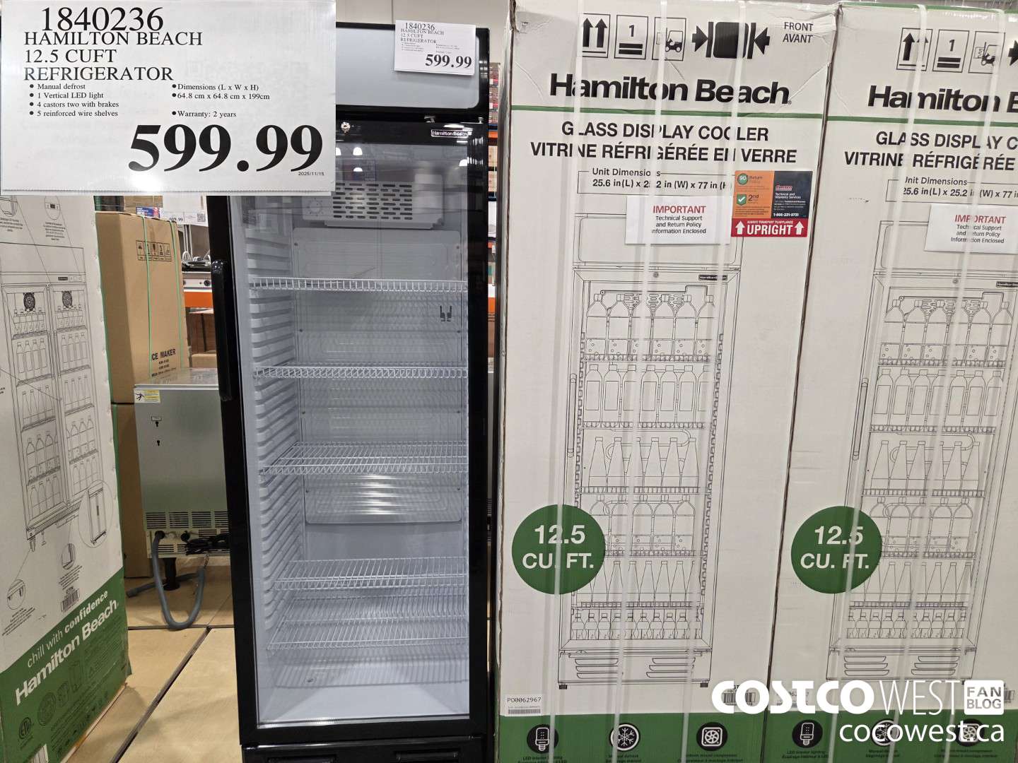 1840236 HAMILTON BEACH 12.5 CUFT REFRIGERATOR $599.99