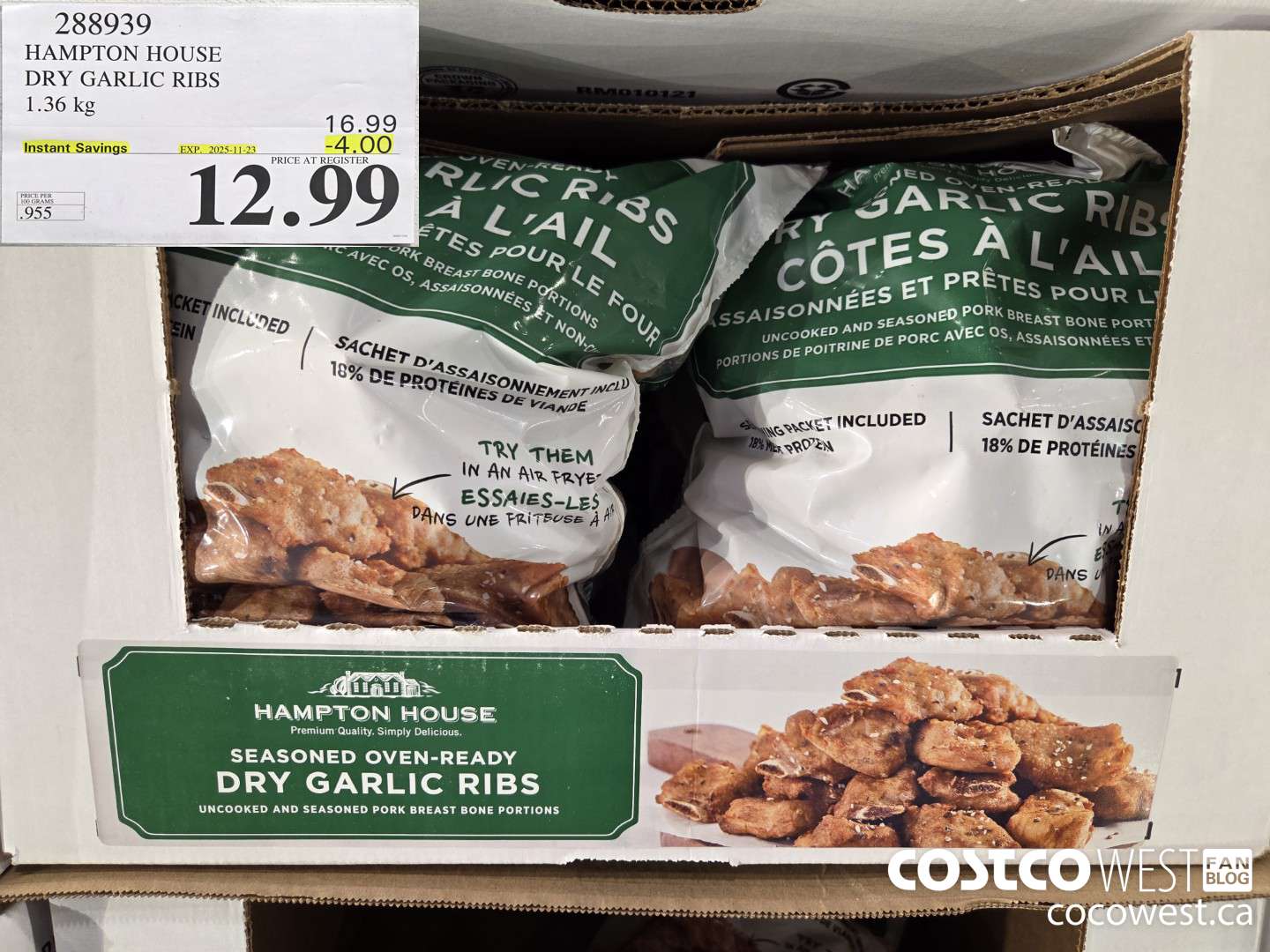 288939 HAMPTON HOUSE DRY GARLIC RIBS 1.36 kg ($4.00 INSTANT SAVINGS EXPIRES ON 2025-11-23) $12.99