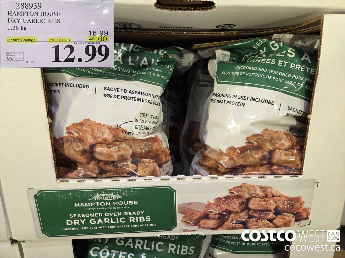 288939 HAMPTON HOUSE DRY GARLIC RIBS 1.36 kg ($4.00 INSTANT SAVINGS EXPIRES ON 2025-11-23) $12.99