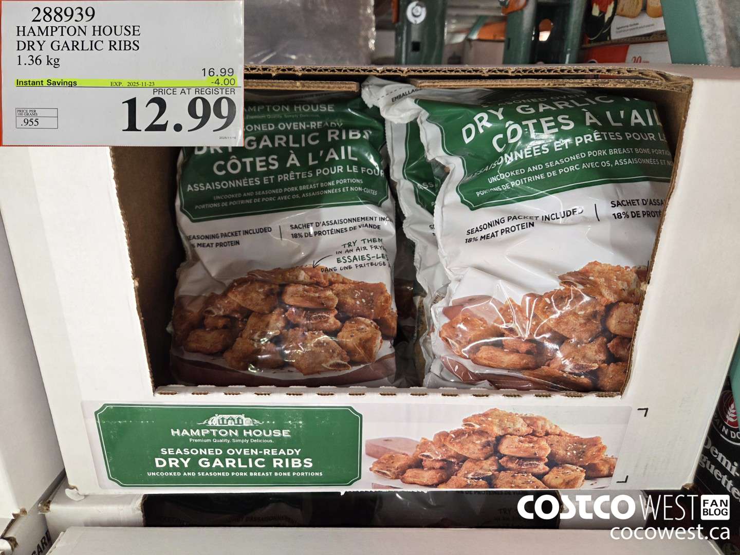 288939 HAMPTON HOUSE DRY GARLIC RIBS 1.36 kg ($4.00 INSTANT SAVINGS EXPIRES ON 2025-11-23) $12.99