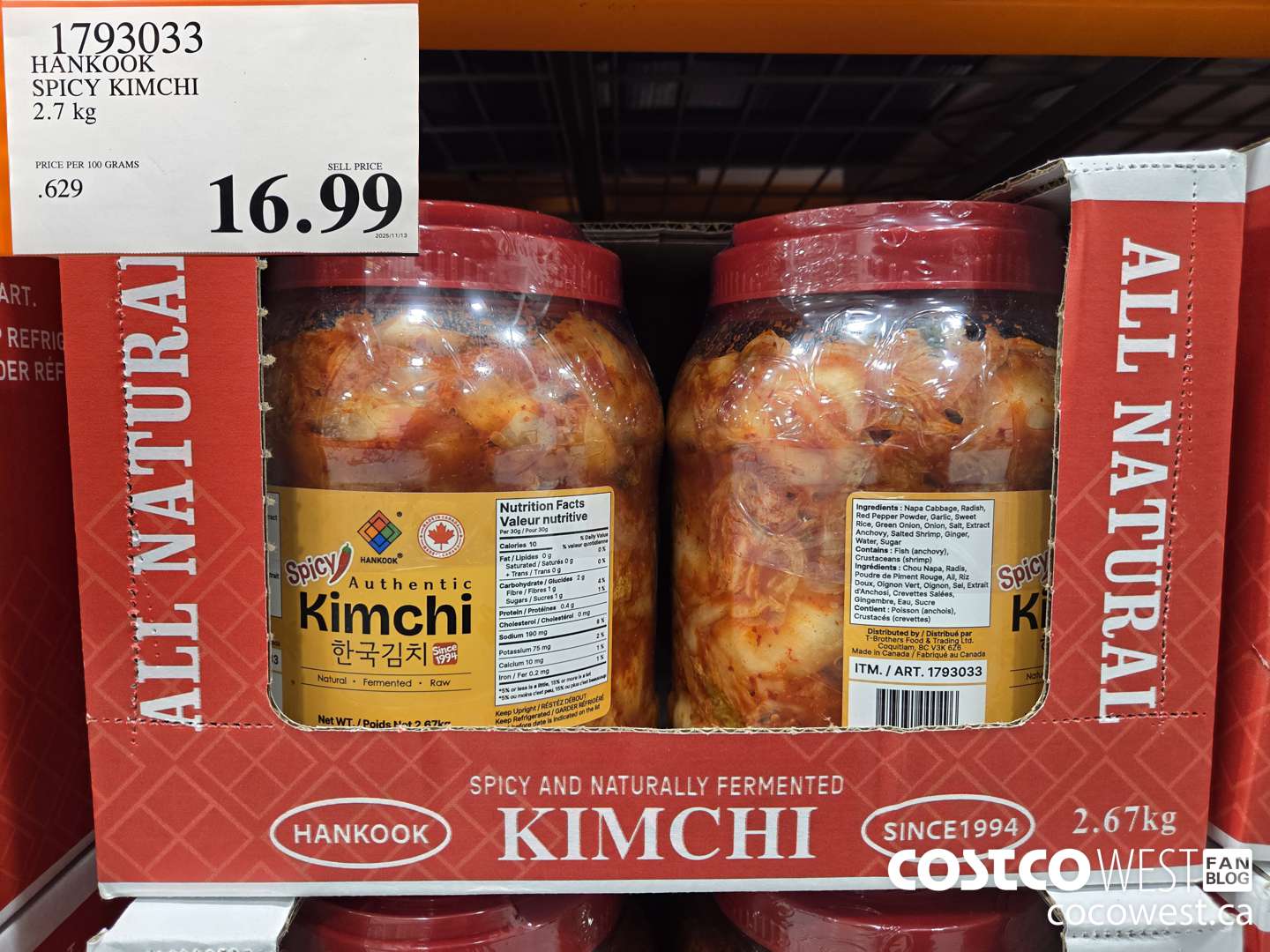 1793033 HANKOOK SPICY KIMCHI 2.7 kg $16.99