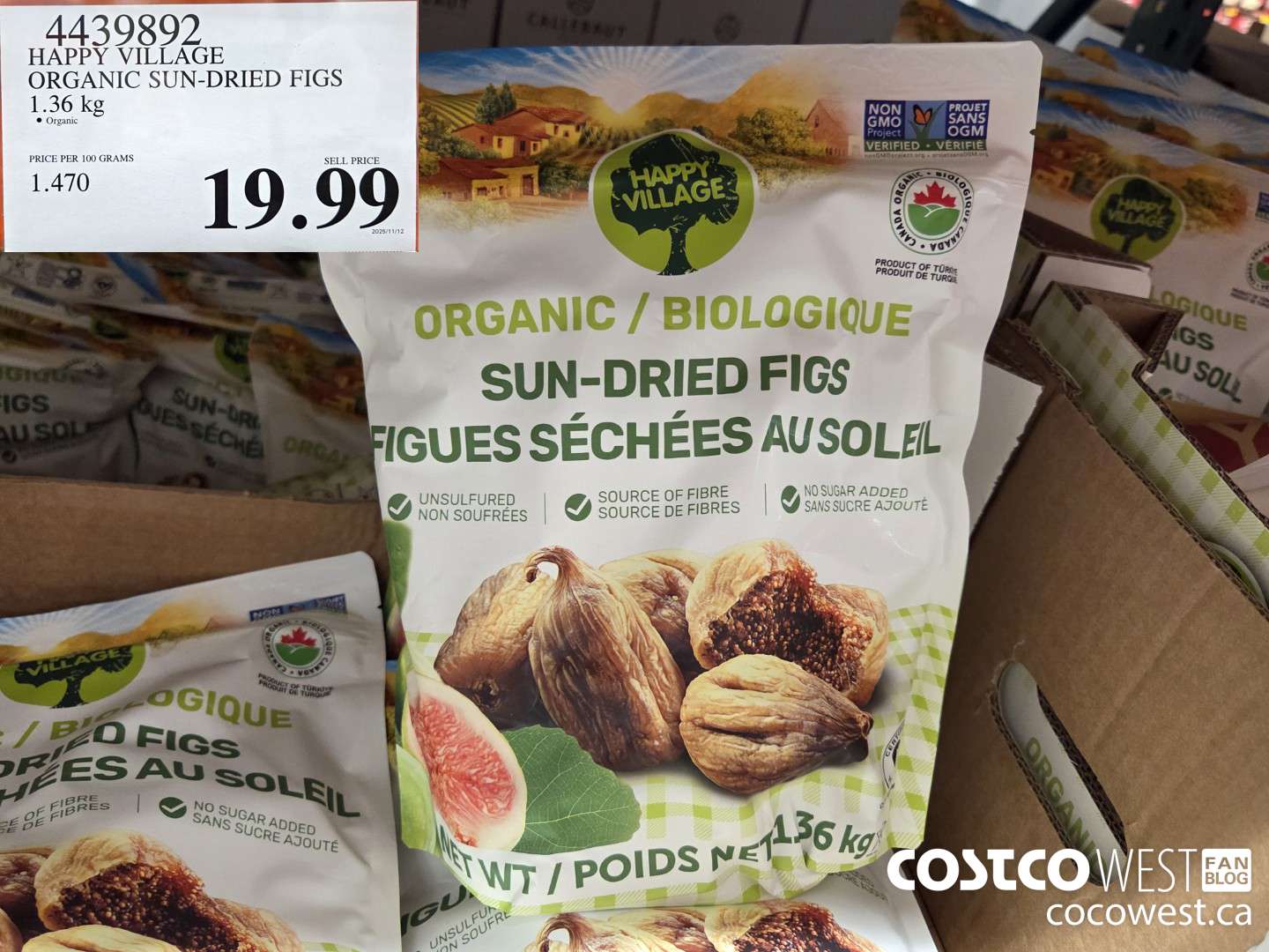 4439892 HAPPY VILLAGE ORGANIC SUN-DRIED FIGS 1.36 kg $19.99