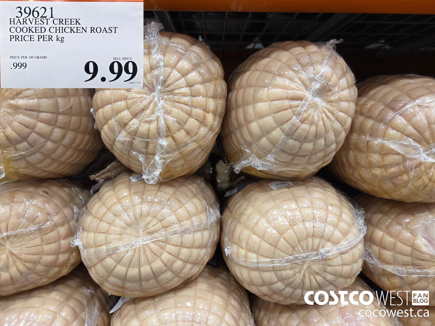 39621 HARVEST CREEK COOKED CHICKEN ROAST PRICE PER kg $9.99