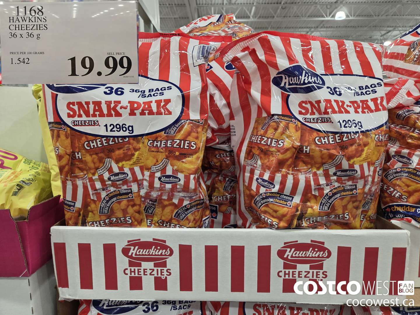 1168 HAWKINS CHEEZIES 36 X 36G $19.99