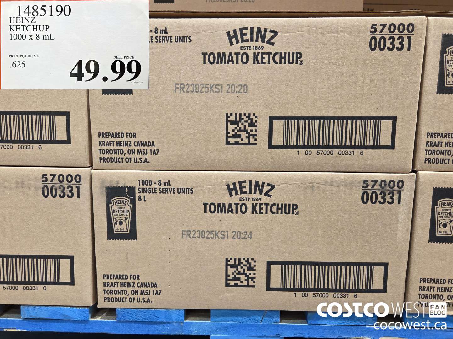 1485190 HEINZ KETCHUP 1000 x 8 mL $49.99