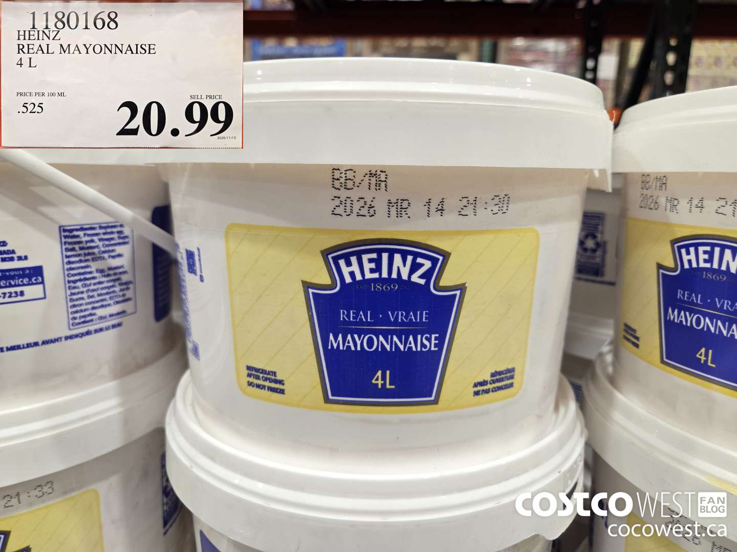 1180168 HEINZ MAYONNAISE 4L $20.99