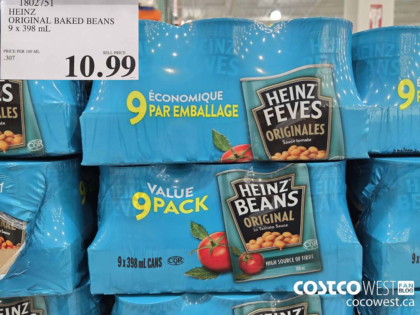 1802751 HEINZ ORIGINAL BAKED BEANS 9 x 398 mL $10.99