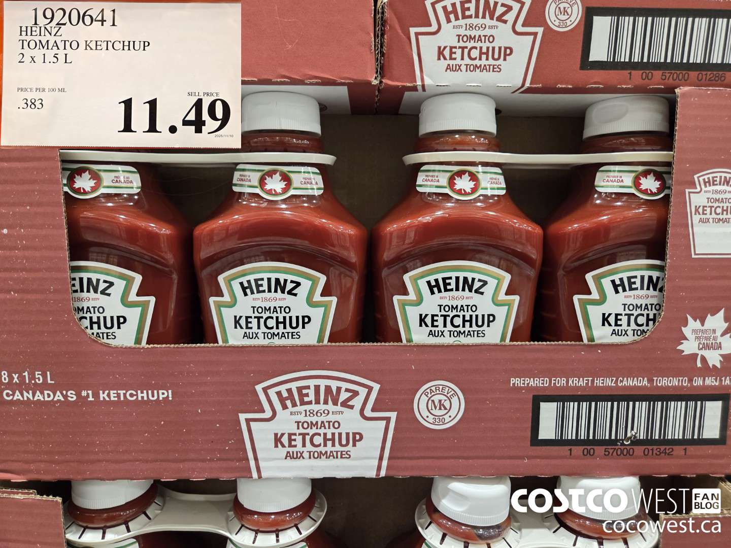 1920641 HEINZ TOMATO KETCHUP 2 x 1.5 L $11.49