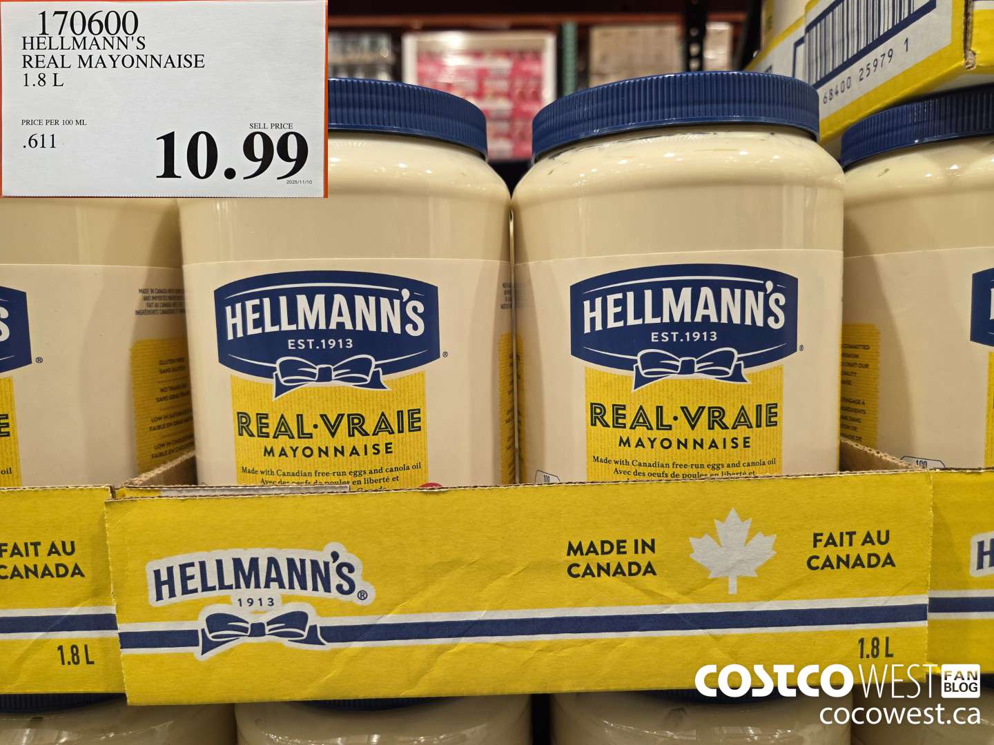 170600 HELLMANN'S REAL MAYONNAISE 1.8 L $10.99