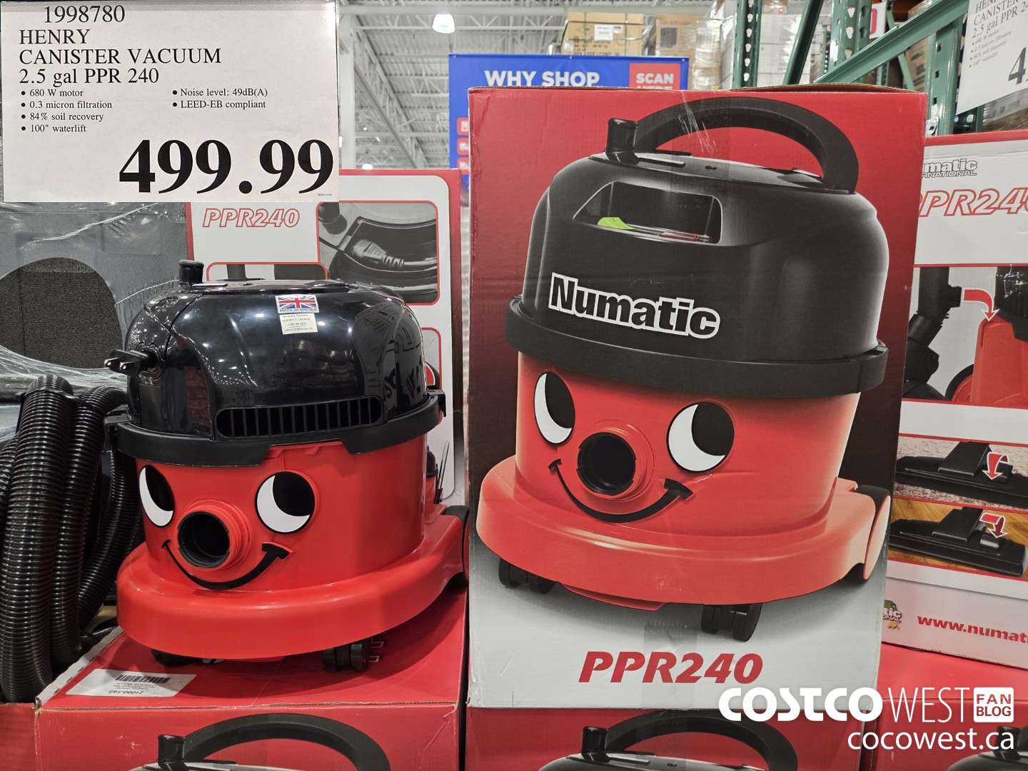 1998780 HENRY CANISTER VACUUM 2.5 gal PPR 240 $499.99