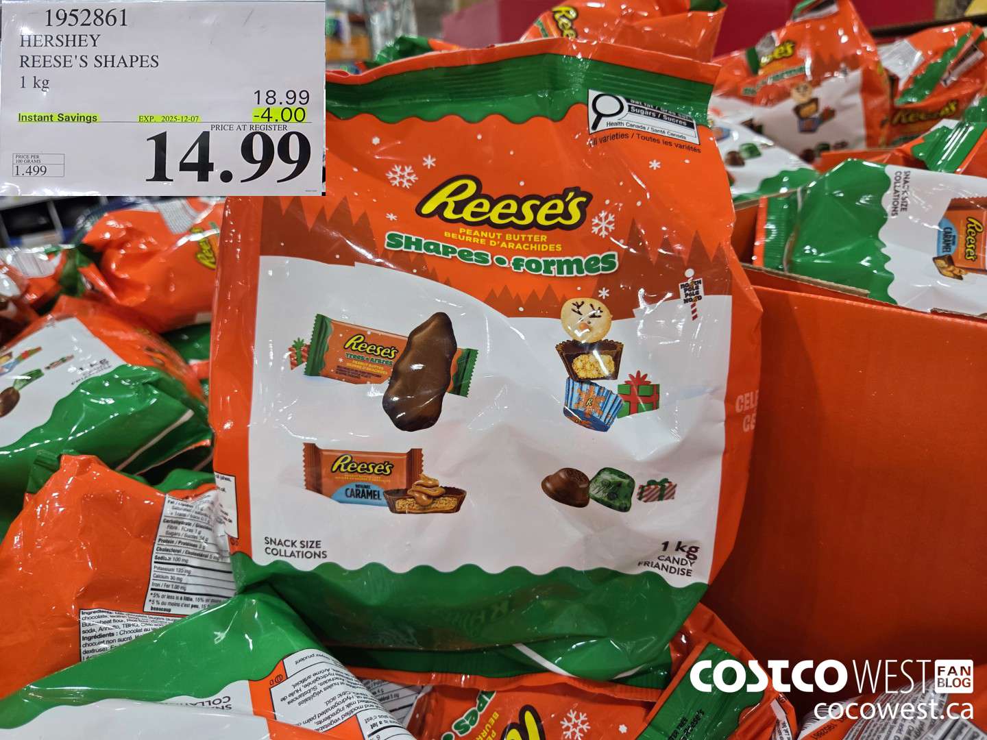 1952861 HERSHEY REESE'S SHAPES 1KG ($4.00 INSTANT SAVINGS EXPIRES ON 2025-12-07) $14.99