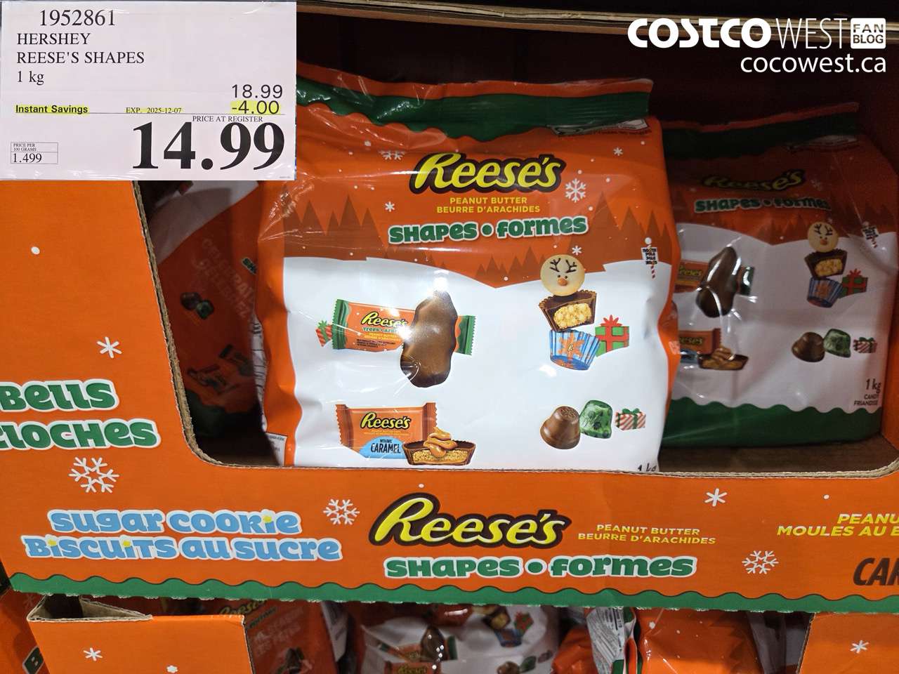 1952861 HERSHEY REESE'S SHAPES 1KG ($4.00 INSTANT SAVINGS EXPIRES ON 2025-12-07) $14.99