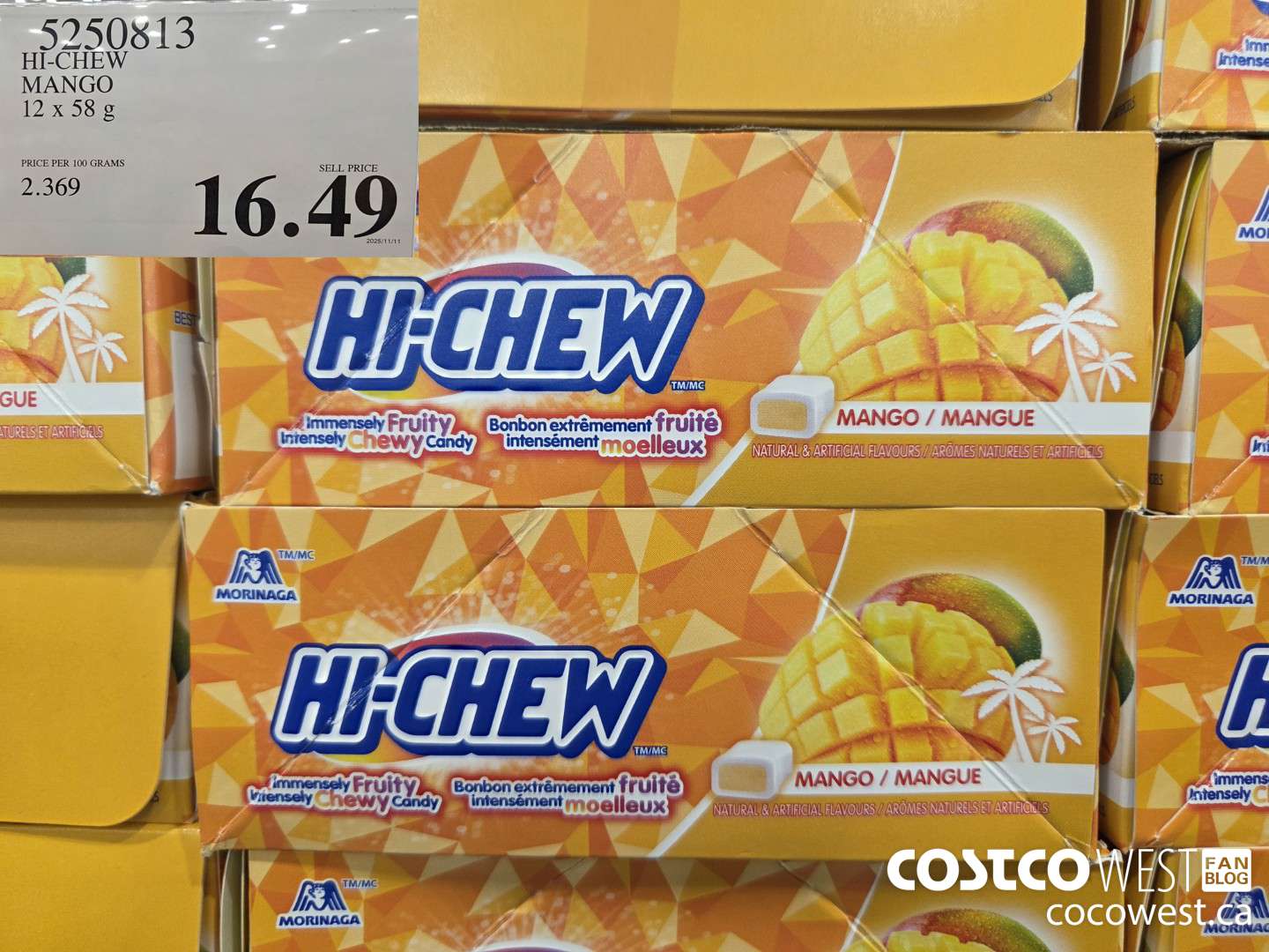 5250813 HI-CHEW MANGO 12 x 58 g $16.49
