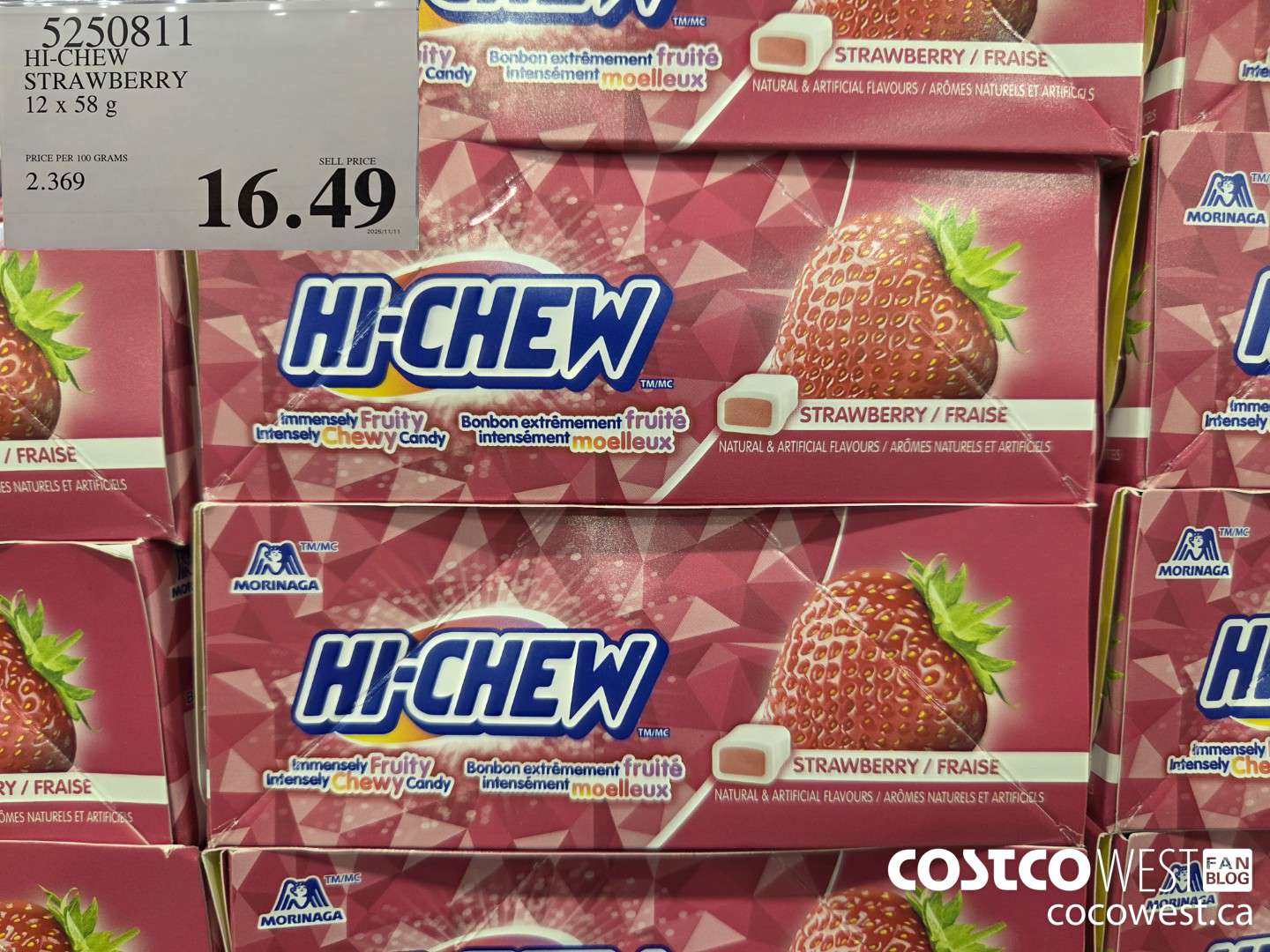 5250811 HI-CHEW STRAWBERRY 12 x 58 g $16.49