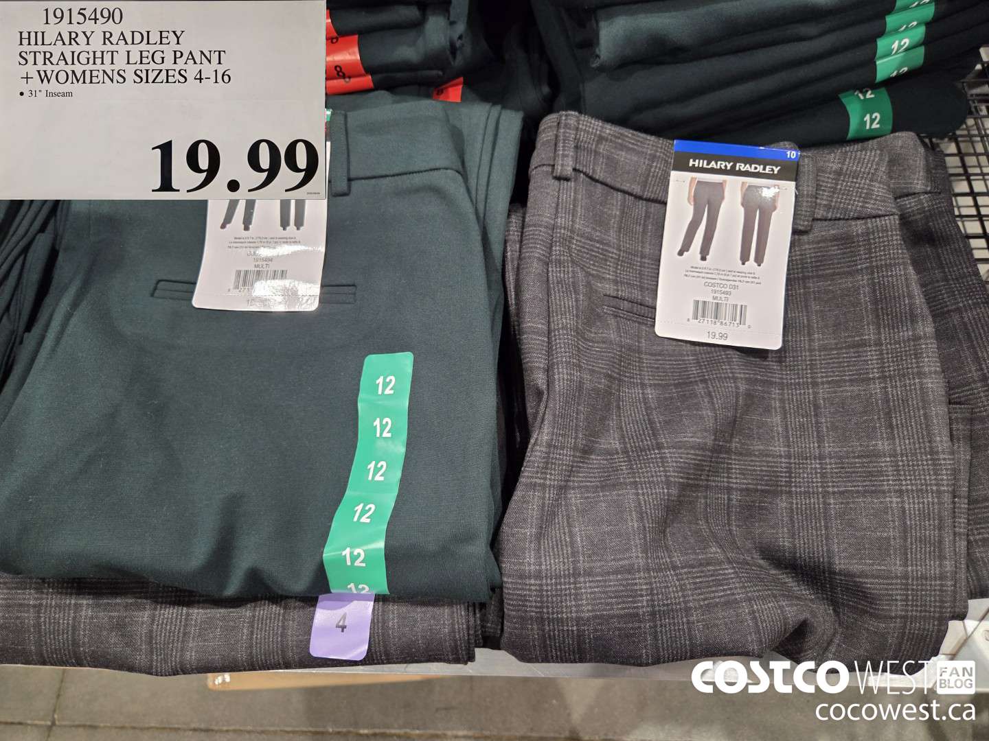 1915490 HILARY RADLEY STRAIGHT LEG PANT WOMENS SIZES 4-16 $19.99