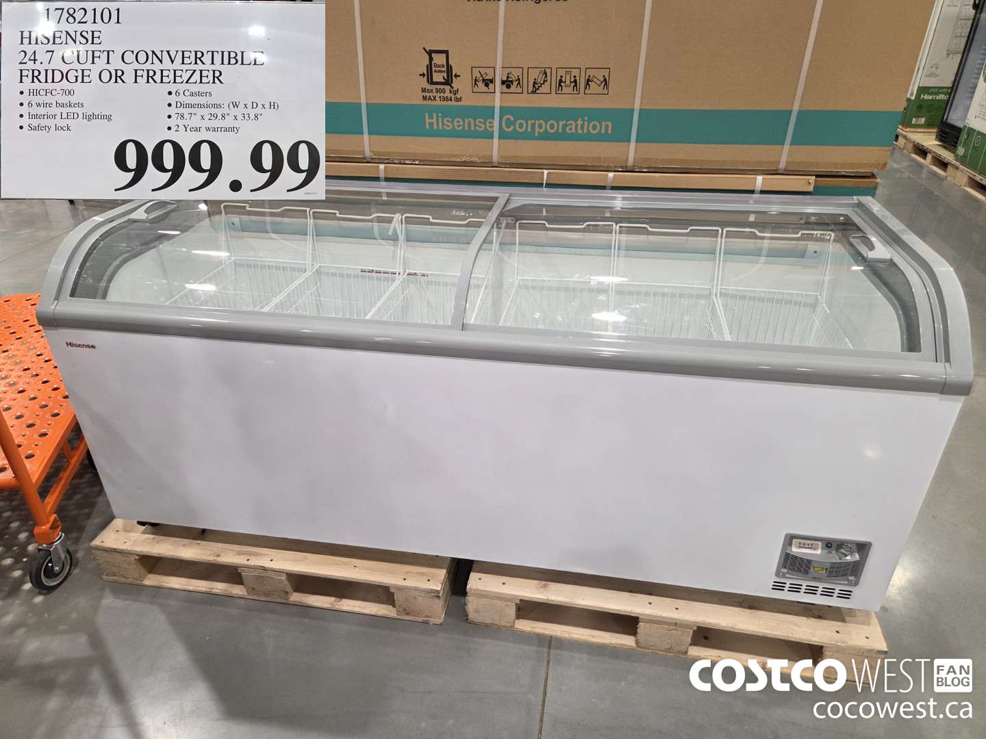 1782101 HISENSE 24.7 CUFT CONVERTIBLE FRIDGE OR FREEZER $999.99