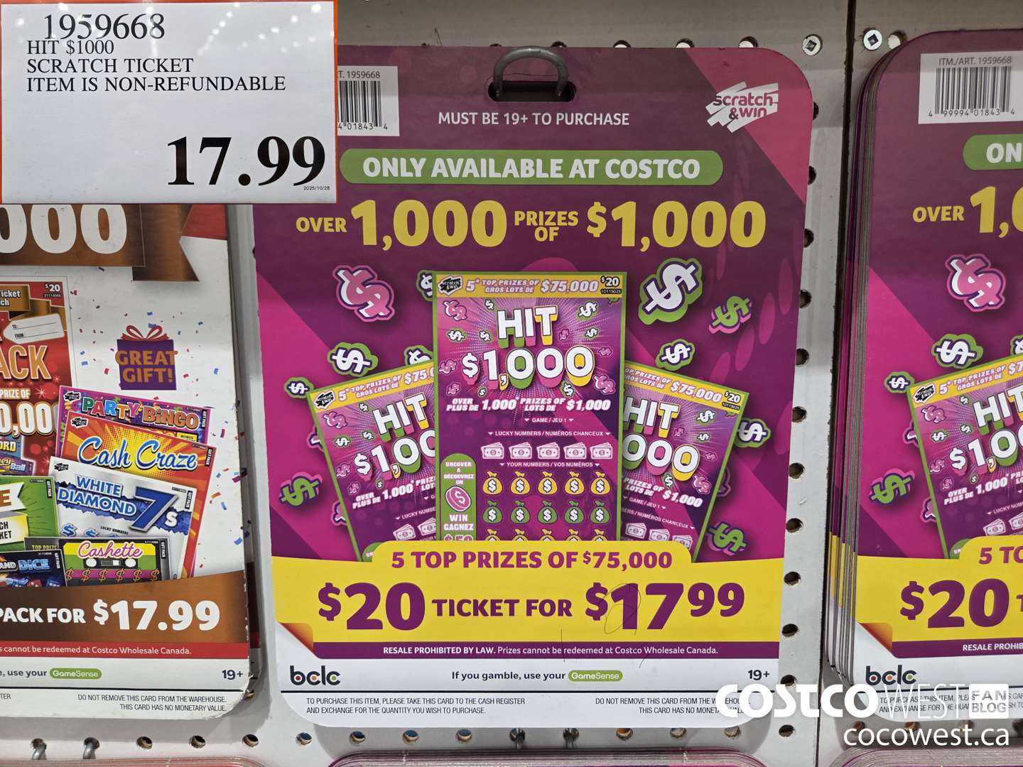1959668 HIT $1000 SCRATCH TICKET ITEM IS NON-REFUNDABLE $17.99